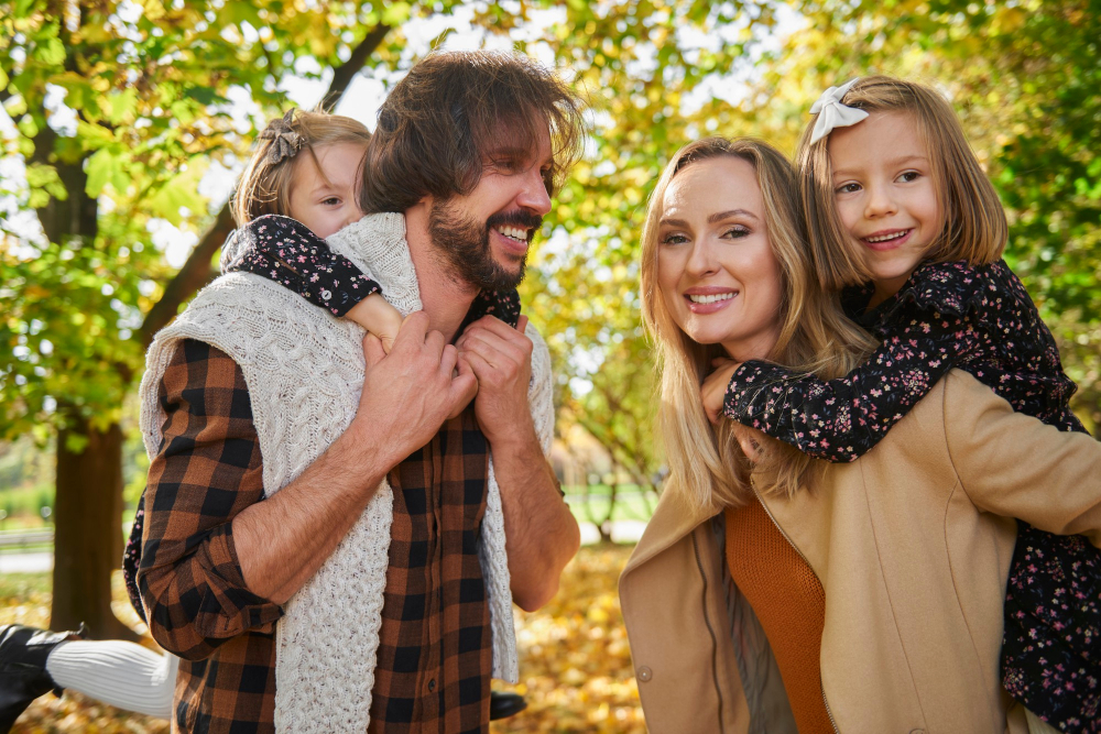 Family Avtively Spending Time Together Outdoors